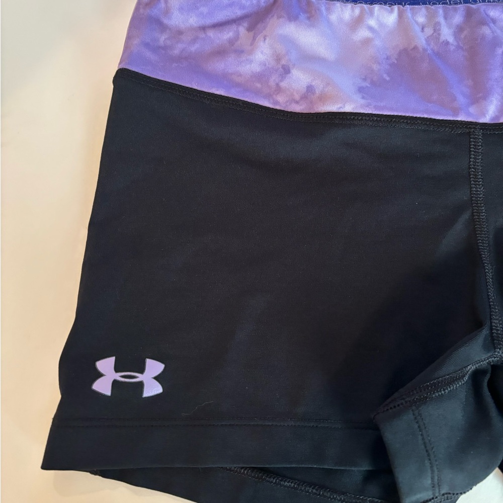Under Armour Sz Med Black w Lavender Waistband Bike SHORTS - Picture 2 of 6